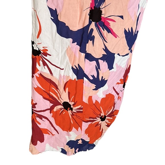 NEW Le Salty Label Pink Tropical Floral Sarong Tie Waist Wrap Midi Skirt - S - Picture 8 of 12